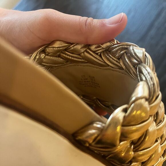 Sam Edelman Ainslie Gold Metallic Braided Slide Sandal 5.5M - Picture 4 of 7